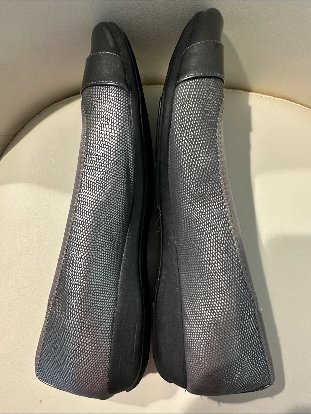 Anne Klein Sport Metallic Gray Ballet Flats with Decorative Tab
